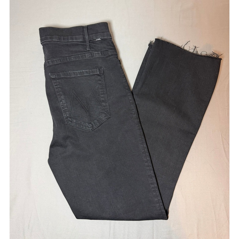 Mother The Hustler Ankle Fray Jeans Not Guilty Black High Rise Size 32